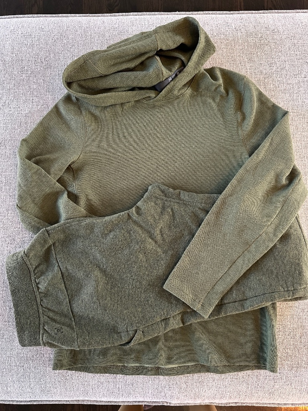 Lululemon Shift Stitch Waffle Knit Hoodie & City Sweat Jogger Set Olive Green X